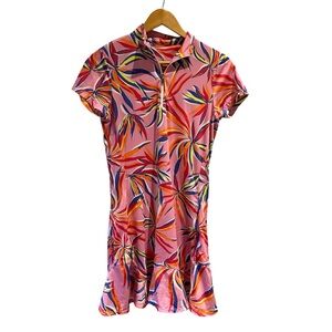 Tail Activewear Dress Tropical Print‎ Pink Quarter Zip Up Golf Tennis Size XS